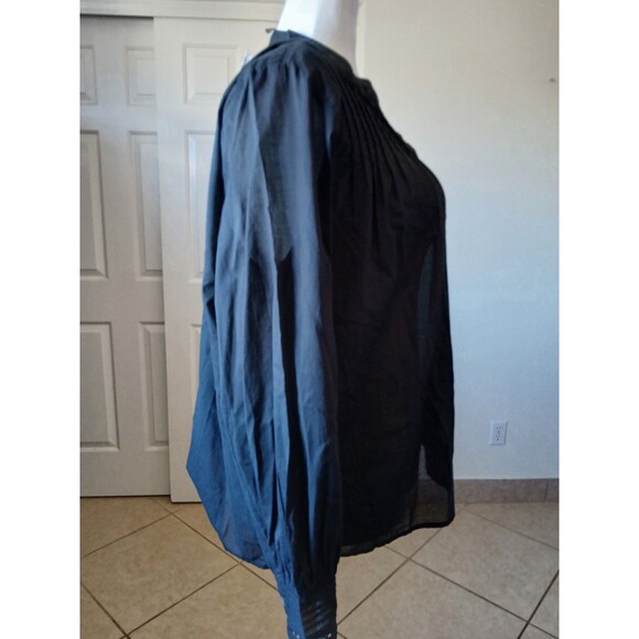 J.Crew Womens XXL Black Pintuck Blouse Long Sleeve Button Front Boho Top - Picture 4 of 16
